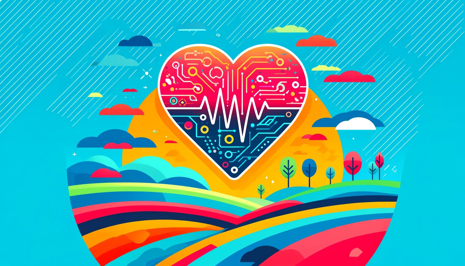 DALL·E 2024-04-17 12.45.32 - A vibrant and colorful graphic style landscape-oriented image for a healthcare blog. The image should depict a simplified and stylized scene with bold